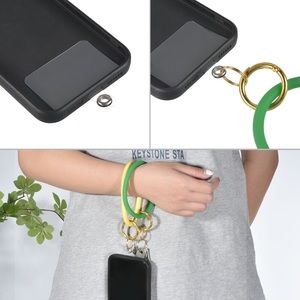 Key Ring Bracelet Silicone Keychain Circle Wristlet Keyrings Green & Gold